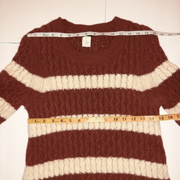 J.Crew Sweater 100% Merino Wool Chunky Cable Knit Wide Stripes Size S - Picture 6 of 13